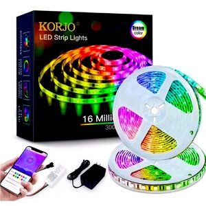 KORJO Dream Color LED Strip Lights, 32.8ft/10M Bluetooth LED Chasing Light with